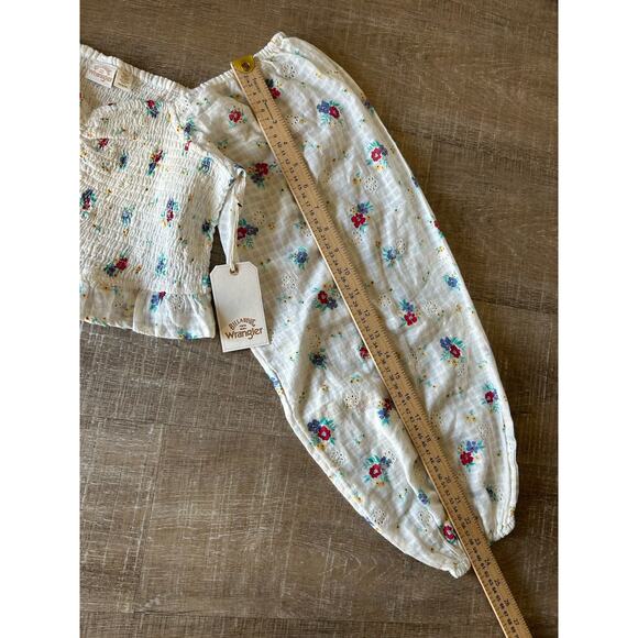 Billabong Wrangler Prairie Crop Top Womens M Floral Milkmaid Balloon Sleeve NWT - Picture 9 of 12